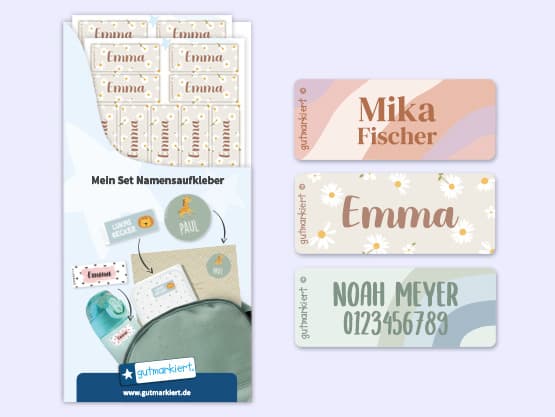 Kleine Design Namensaufkleber
