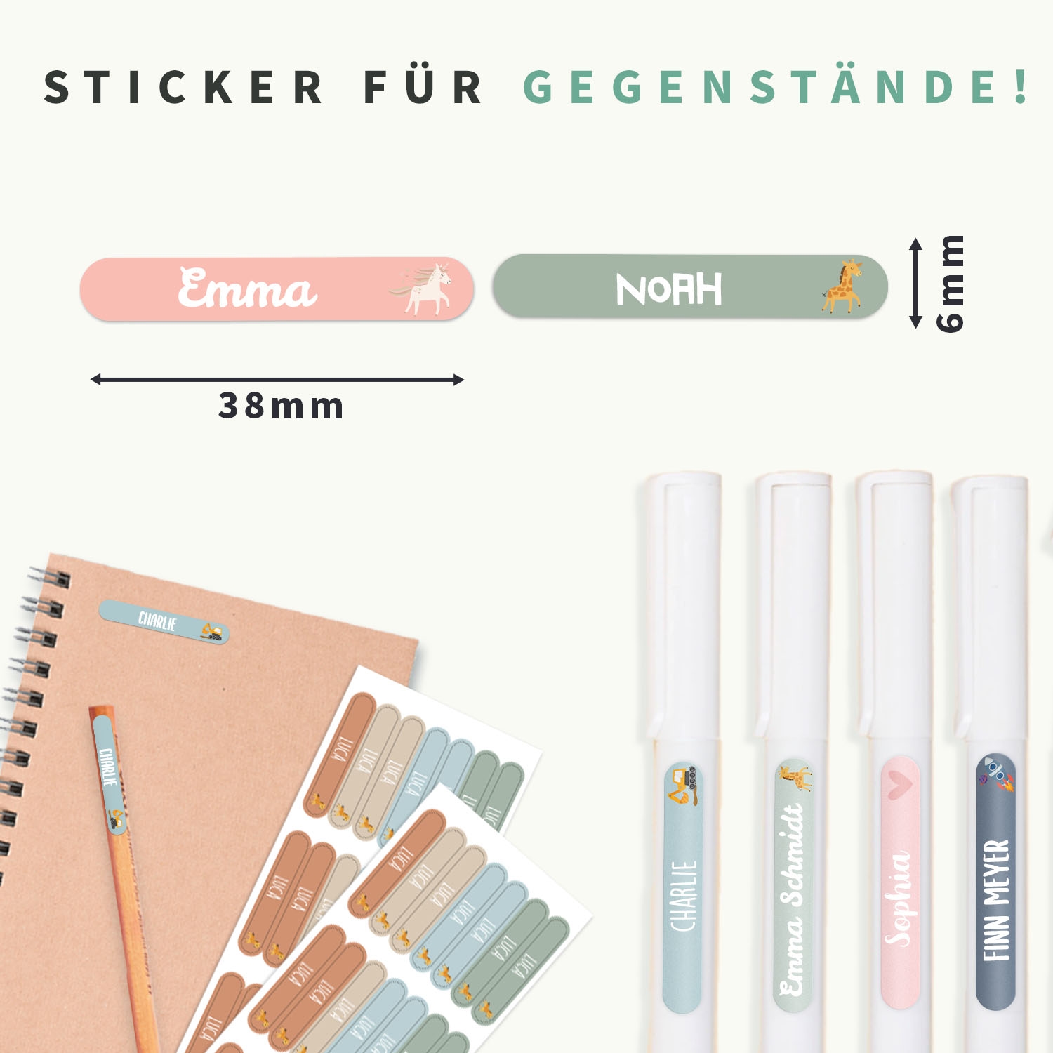 Mini Thema Namensaufkleber