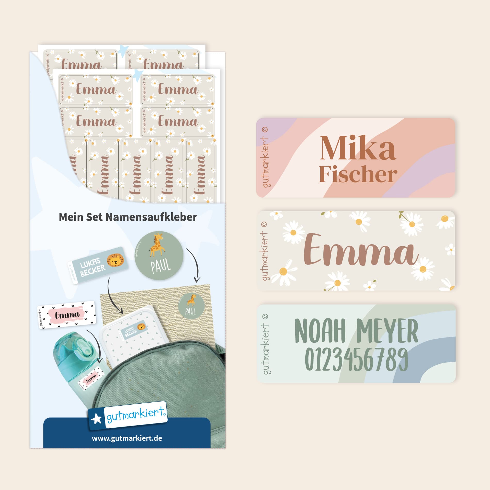Kleine Design Namensaufkleber