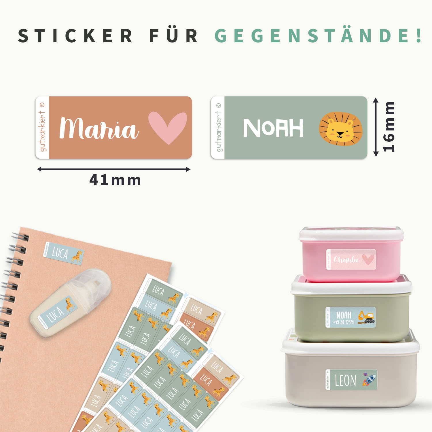Kleine Thema Namensaufkleber