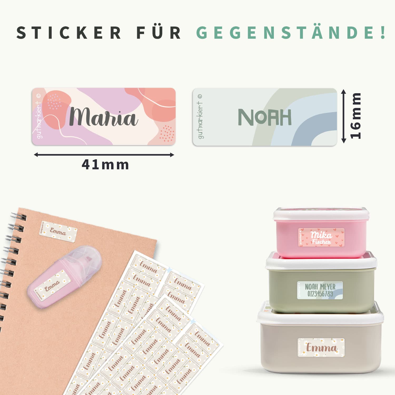 Kleine Design Namensaufkleber