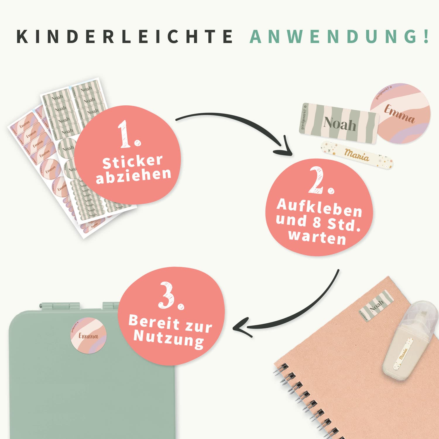 Namensaufkleber Vorteilspaket - Design